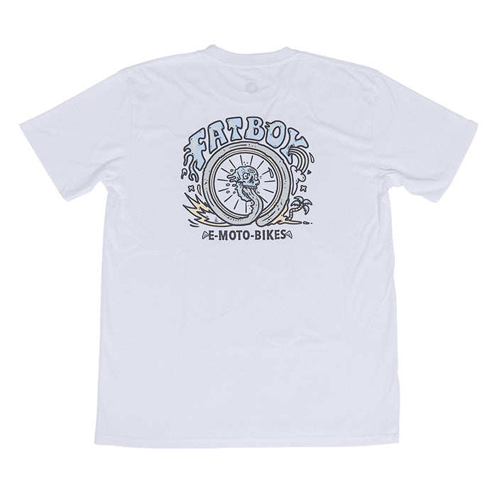 Fatboy Bikes Tee Shirt Skull Wheel Blue Backside