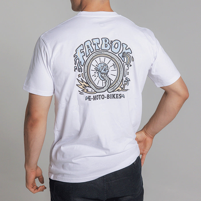 Fatboy Bikes Tee Shirt Skull Wheel Blue