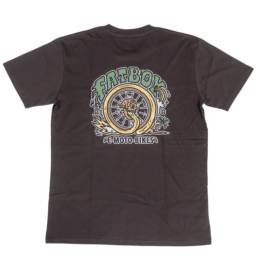 Fatboy Bikes Tee Shirt Skull Wheel Green Backside