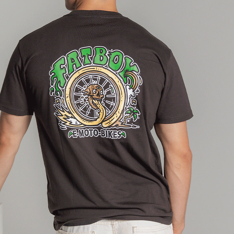 Fatboy Bikes Tee Shirt Skull Wheel Green